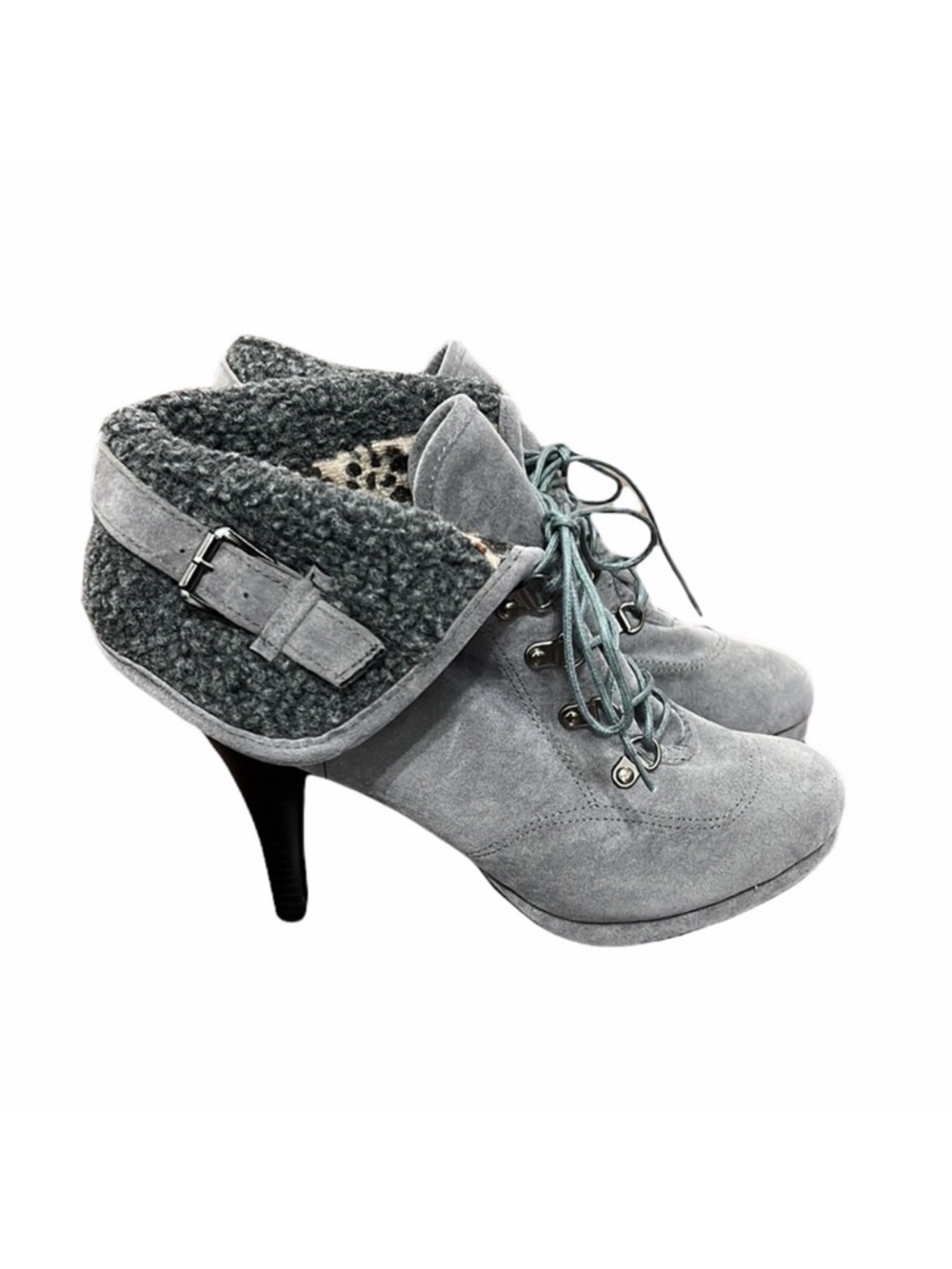 Gray Lace Up Boots Size 10